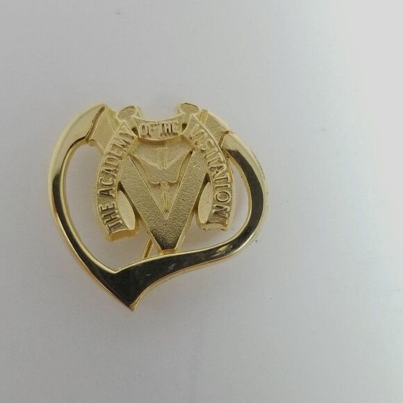 Vintage Academy of Visitation Gold Tone Lapel Pin, Religious Brooch Pendant - Picture 5 of 5